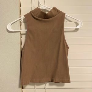 Mauve Ribbed Mock Neck Tank Top